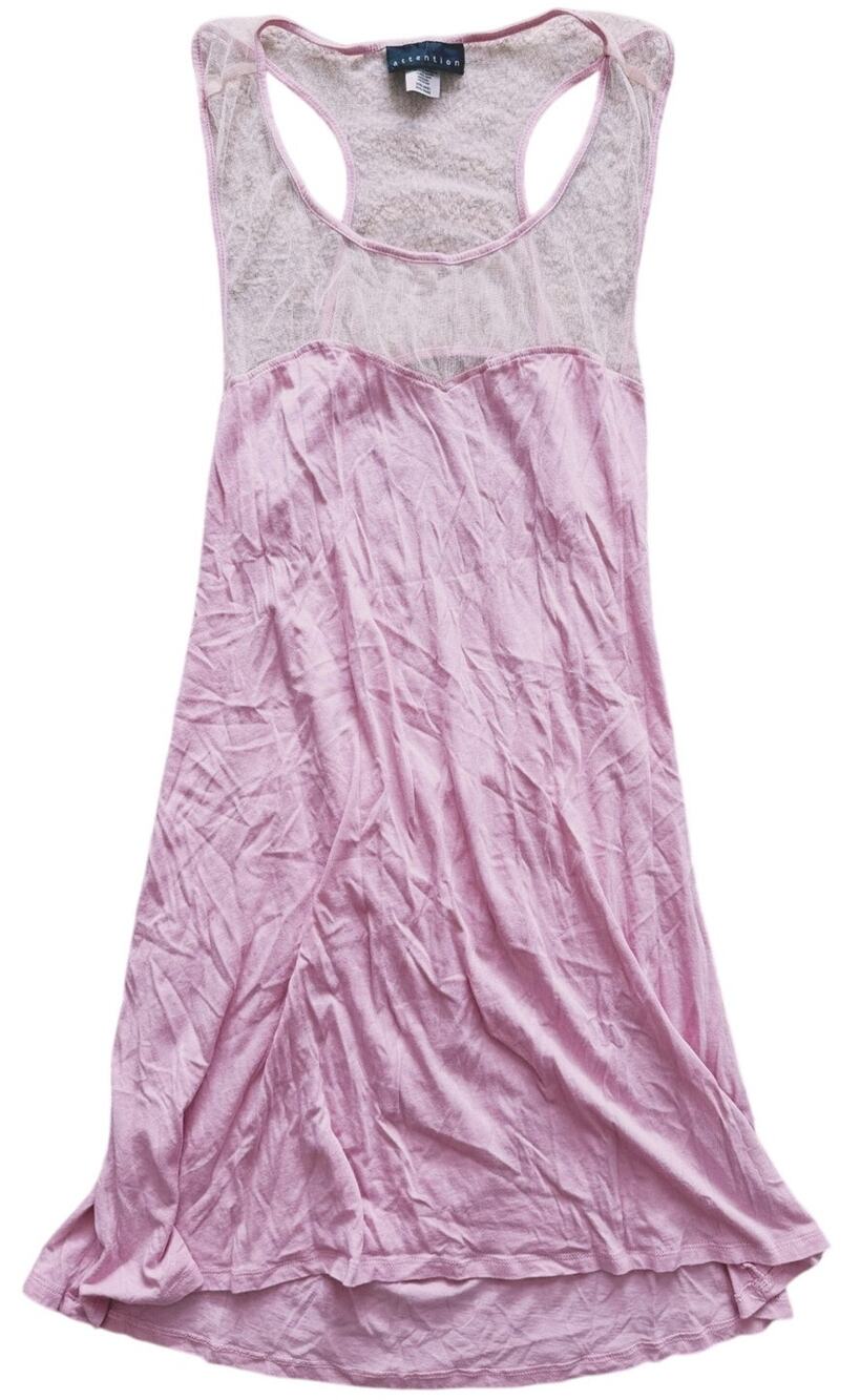 Y2K Coquette Sheer Pink Slip Dress Sleep Night Gown XL Soft Glam Romantic Retro